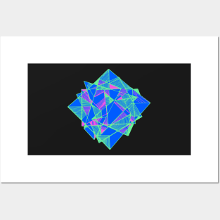 Geometric Art abstract cool triangles blue Posters and Art